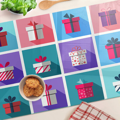 Planche à découper verre Motifs cadeaux de différentes couleurs