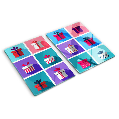 Planche à découper verre Motifs cadeaux de différentes couleurs