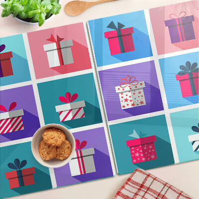 Planche à découper verre Motifs cadeaux de différentes couleurs