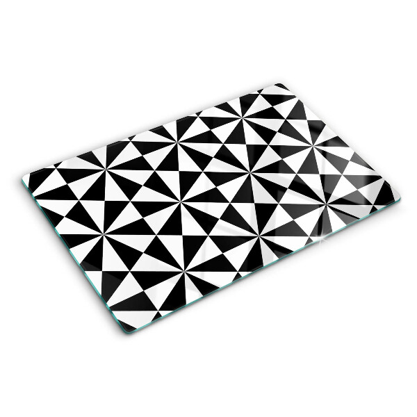Planche à découper en verre Triangles géométriques en noir et blanc