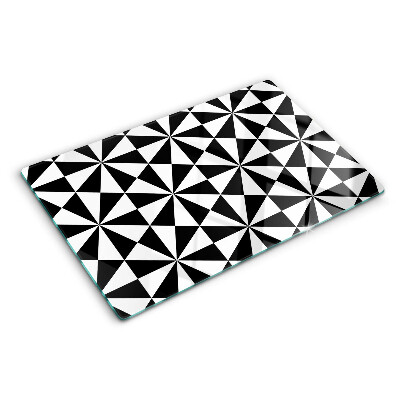 Planche à découper en verre Triangles géométriques en noir et blanc