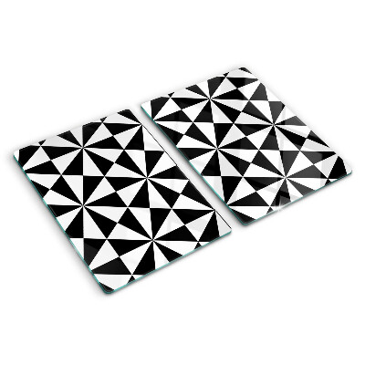 Planche à découper en verre Triangles géométriques en noir et blanc