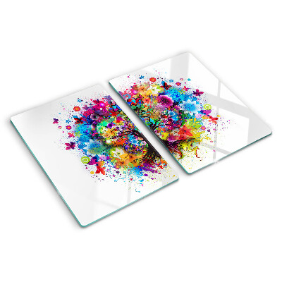 Planche à découper verre Arbre de vie coloré
