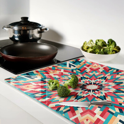 Planche à découper verre Mandala multicolore