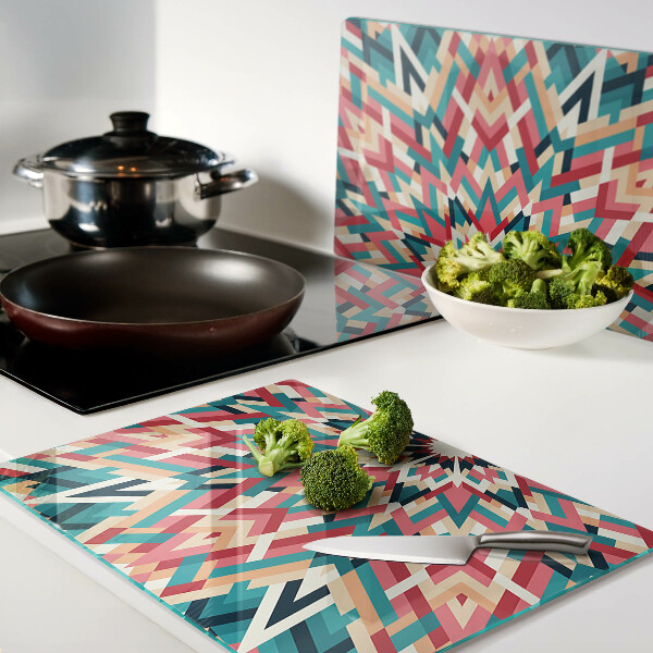 Planche à découper verre Mandala multicolore