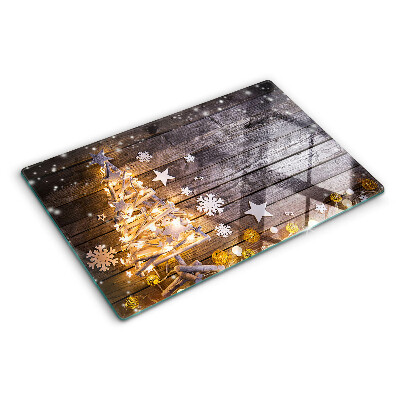 Planche à découper en verre Sapin de Noël avec décorations