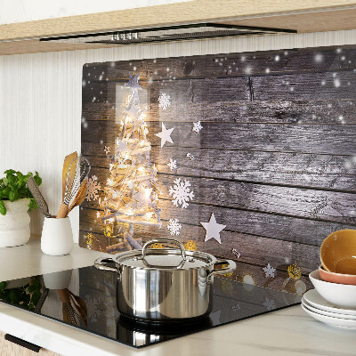 Planche à découper en verre Sapin de Noël avec décorations