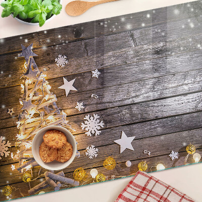 Planche à découper en verre Sapin de Noël avec décorations