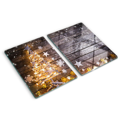 Planche à découper en verre Sapin de Noël avec décorations