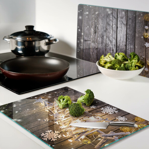 Planche à découper en verre Sapin de Noël avec décorations