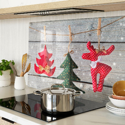 Planche à découper verre Décorations de Noël sur fond de bois