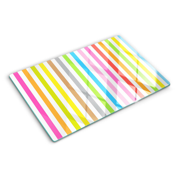 Planche à découper en verre Rayures aux couleurs de l'arc-en-ciel