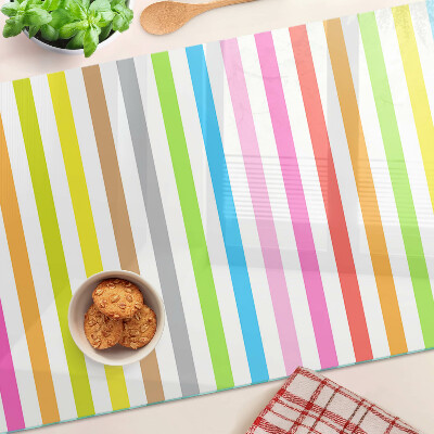Planche à découper en verre Rayures aux couleurs de l'arc-en-ciel