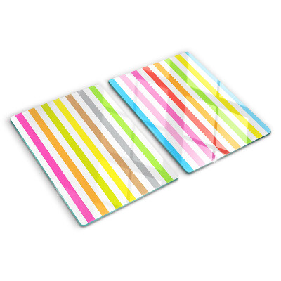 Planche à découper en verre Rayures aux couleurs de l'arc-en-ciel