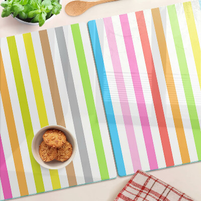 Planche à découper en verre Rayures aux couleurs de l'arc-en-ciel