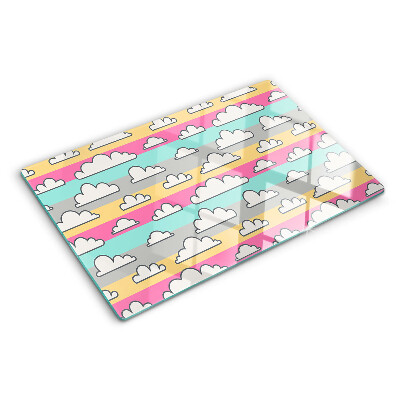 Planche à découper verre Nuages sur fond pastel