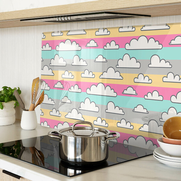 Planche à découper verre Nuages sur fond pastel
