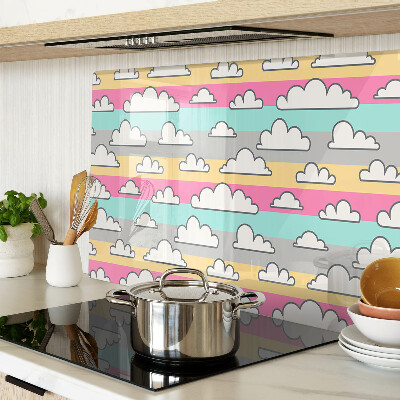 Planche à découper verre Nuages sur fond pastel