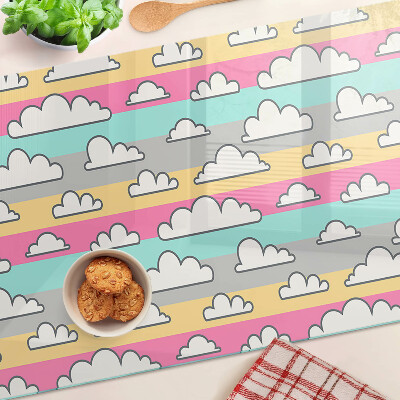 Planche à découper verre Nuages sur fond pastel