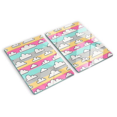 Planche à découper verre Nuages sur fond pastel