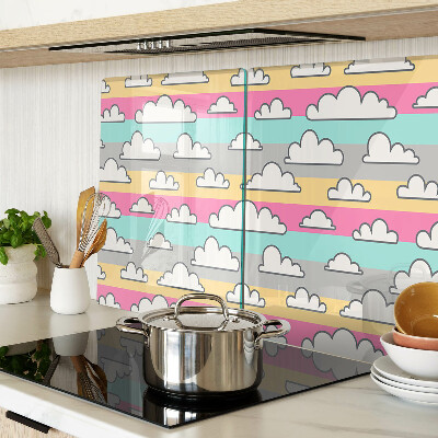 Planche à découper verre Nuages sur fond pastel
