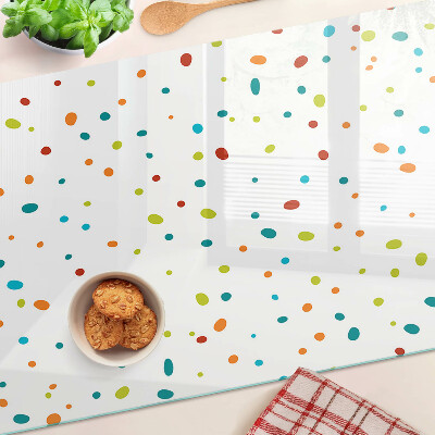 Planche à découper en verre Points colorés sur fond blanc