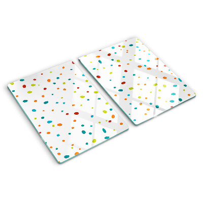 Planche à découper en verre Points colorés sur fond blanc