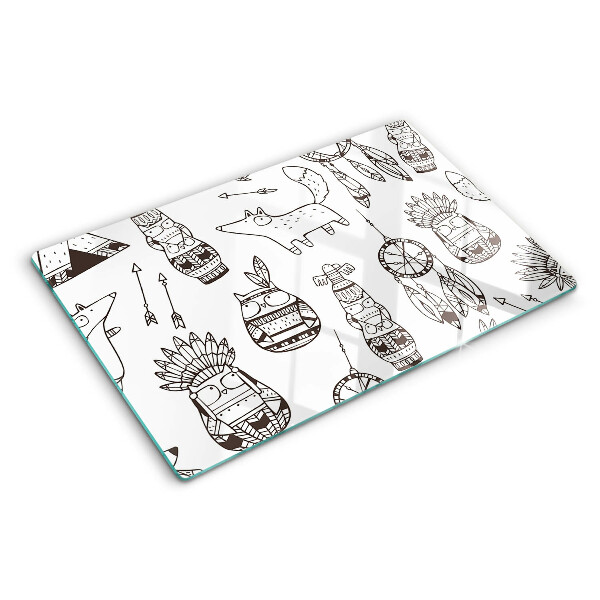 Planche à découper verre Motif ethnique avec des animaux