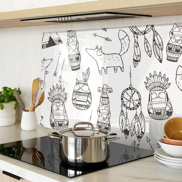 Planche à découper verre Motif ethnique avec des animaux