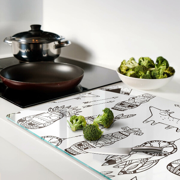 Planche à découper verre Motif ethnique avec des animaux