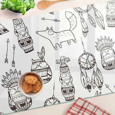 Planche à découper verre Motif ethnique avec des animaux