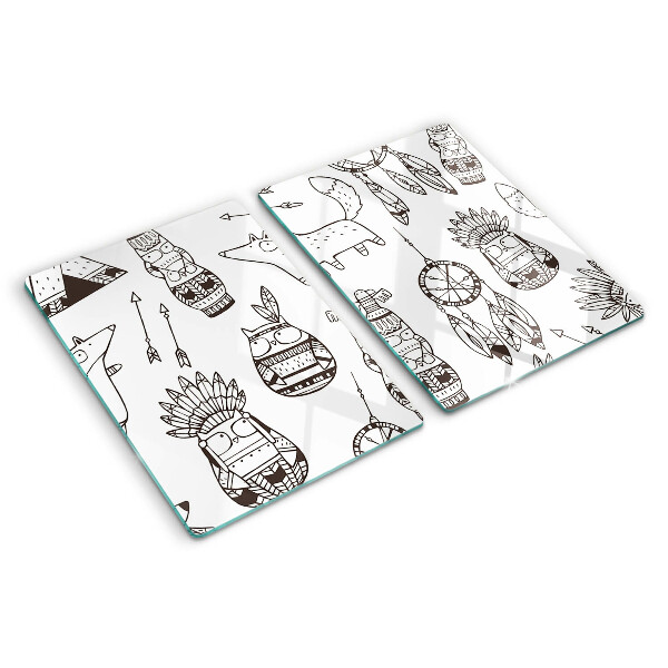 Planche à découper verre Motif ethnique avec des animaux