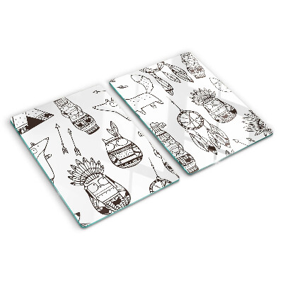 Planche à découper verre Motif ethnique avec des animaux