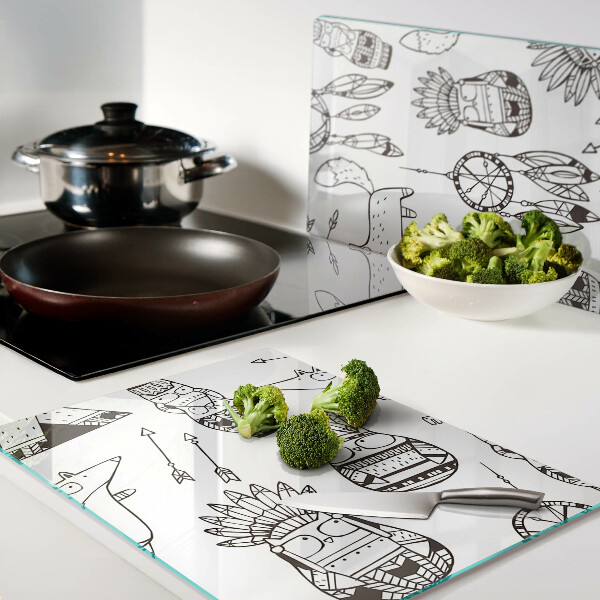 Planche à découper verre Motif ethnique avec des animaux