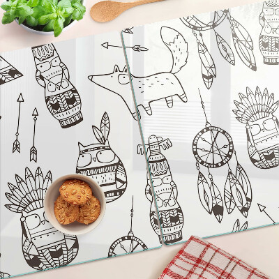 Planche à découper verre Motif ethnique avec des animaux