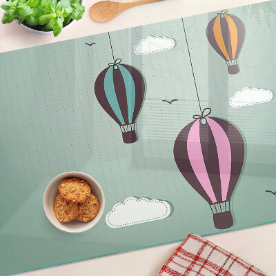 Planche à découper en verre montgolfières
