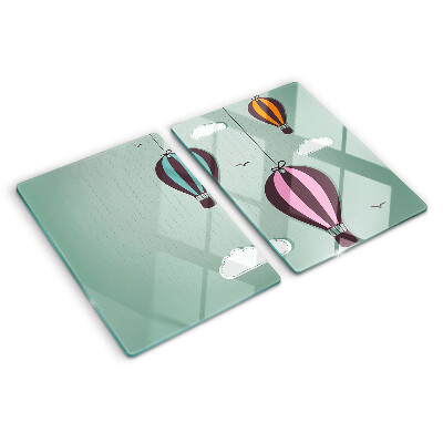 Planche à découper en verre montgolfières