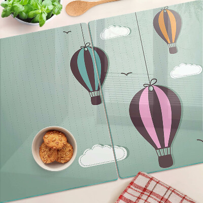 Planche à découper en verre montgolfières