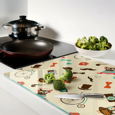 Planche à découper verre Chatons et accessoires rétro