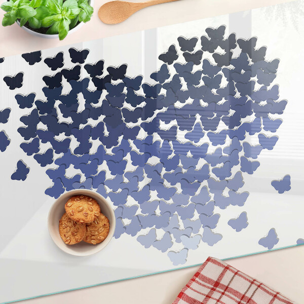 Planche à découper en verre Motif coeur avec papillons