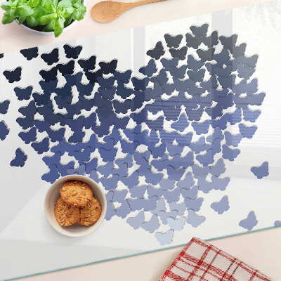 Planche à découper en verre Motif coeur avec papillons