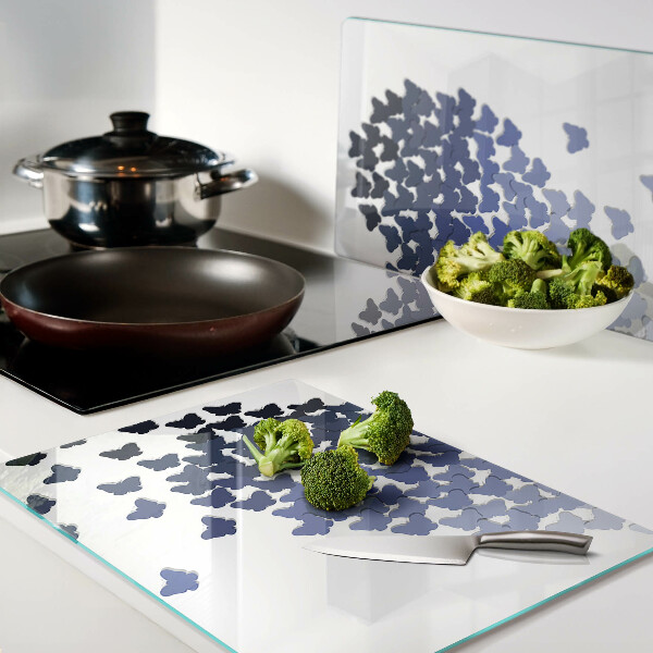 Planche à découper en verre Motif coeur avec papillons