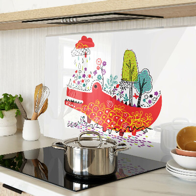 Planche à découper en verre Crocodile dans un décor coloré
