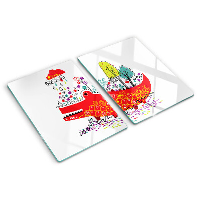 Planche à découper en verre Crocodile dans un décor coloré