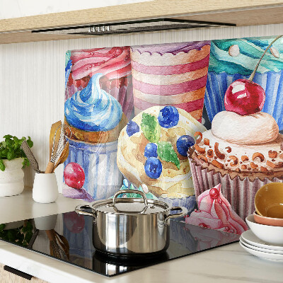 Planche à découper verre Cupcakes et pâtisseries colorées