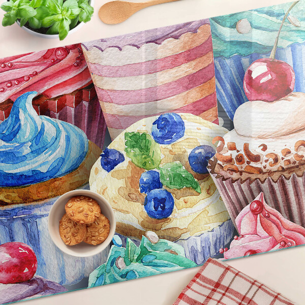 Planche à découper verre Cupcakes et pâtisseries colorées