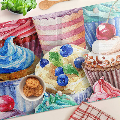 Planche à découper verre Cupcakes et pâtisseries colorées