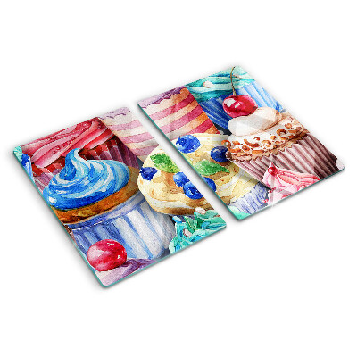 Planche à découper verre Cupcakes et pâtisseries colorées