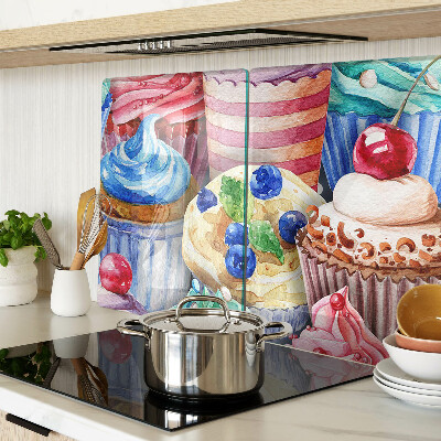 Planche à découper verre Cupcakes et pâtisseries colorées