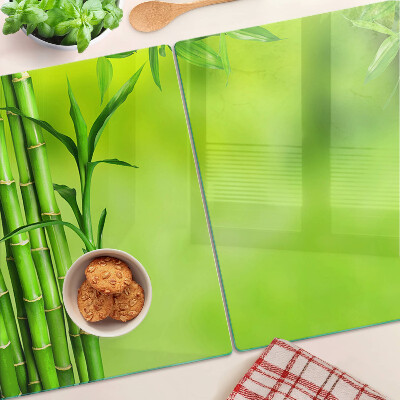 Planche à découper verre Bambou sur fond vert